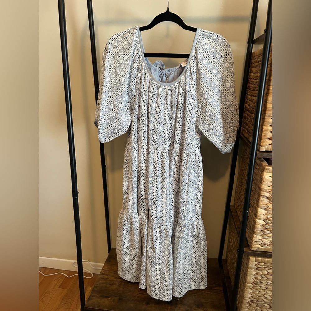 White Eyelet Puff Sleeve Dress